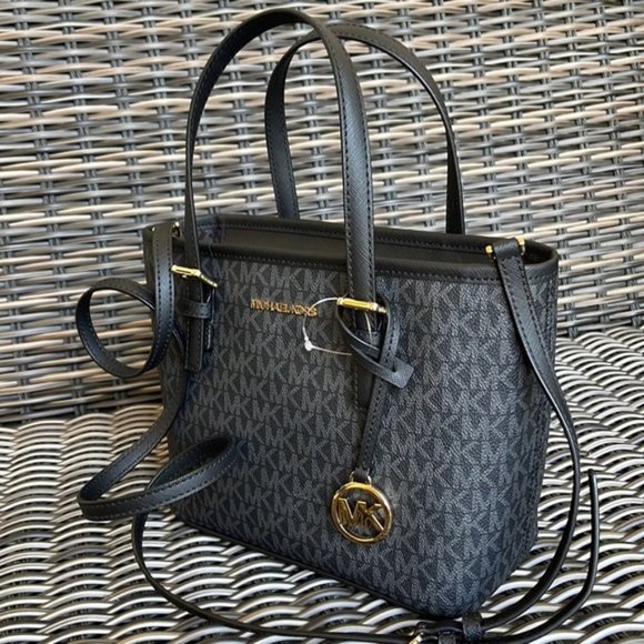 Michael Kors Jet Set Travel XS Carryall Tote Top Zip Tote Black - Picture 2 of 16